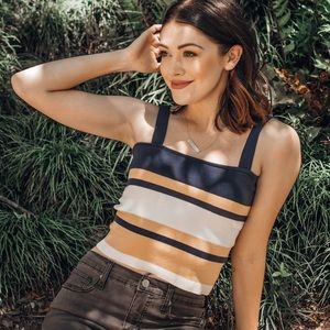 NEW // Striped Crop Top - Mustard/Navy